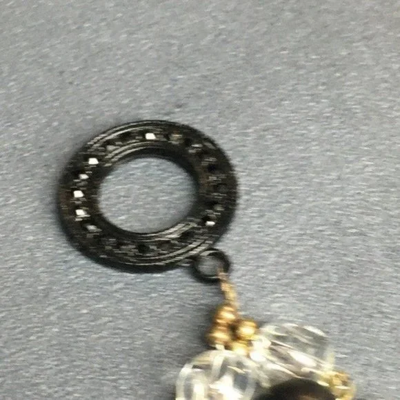 Black Toggle Closure Bracelet As Is Clear Gold Seed Bead Retro BoHo - Picture 5 of 8